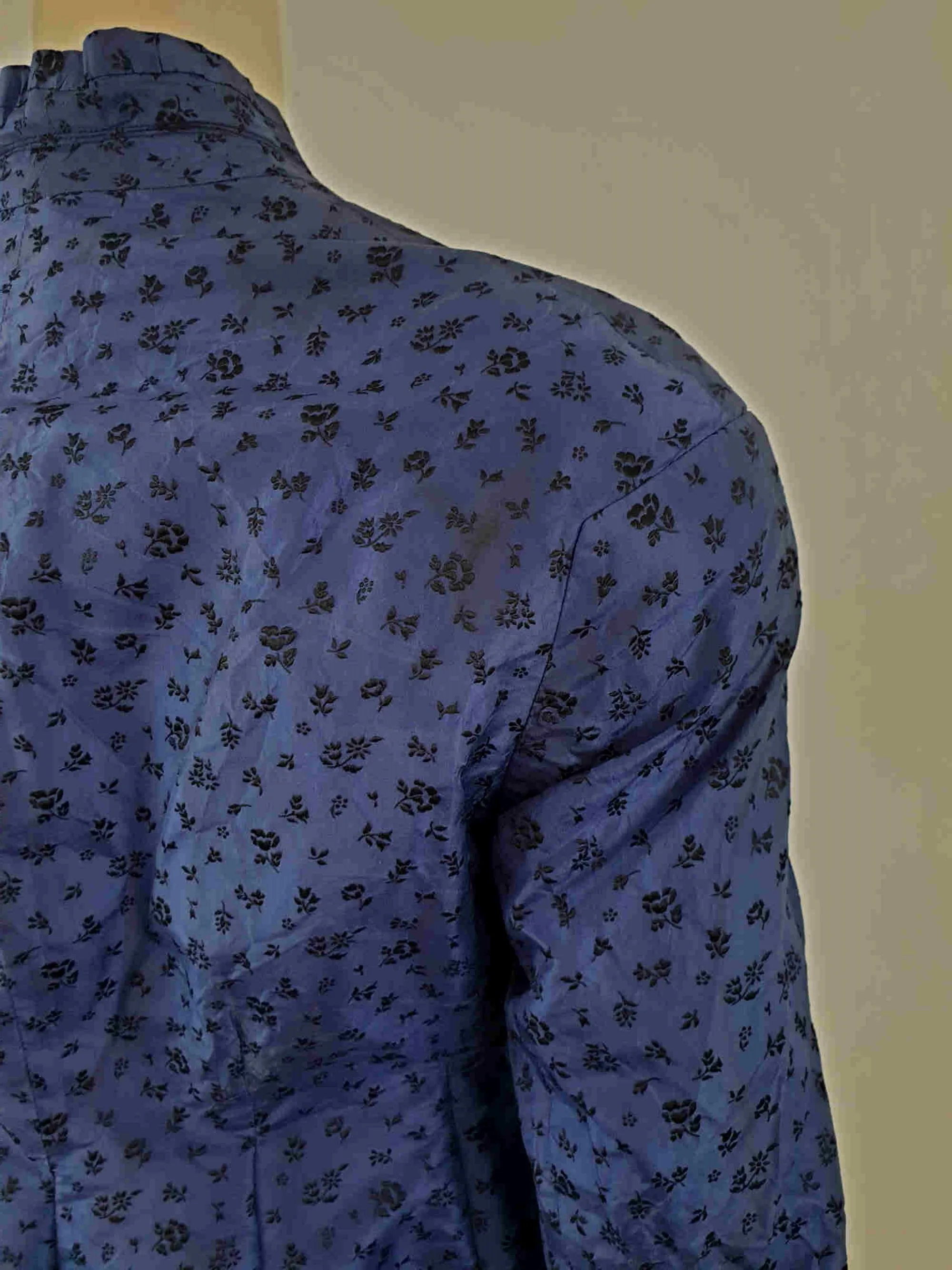 Antique, Edwardian, Blue Silk Jacket Top- Bust 91 cm