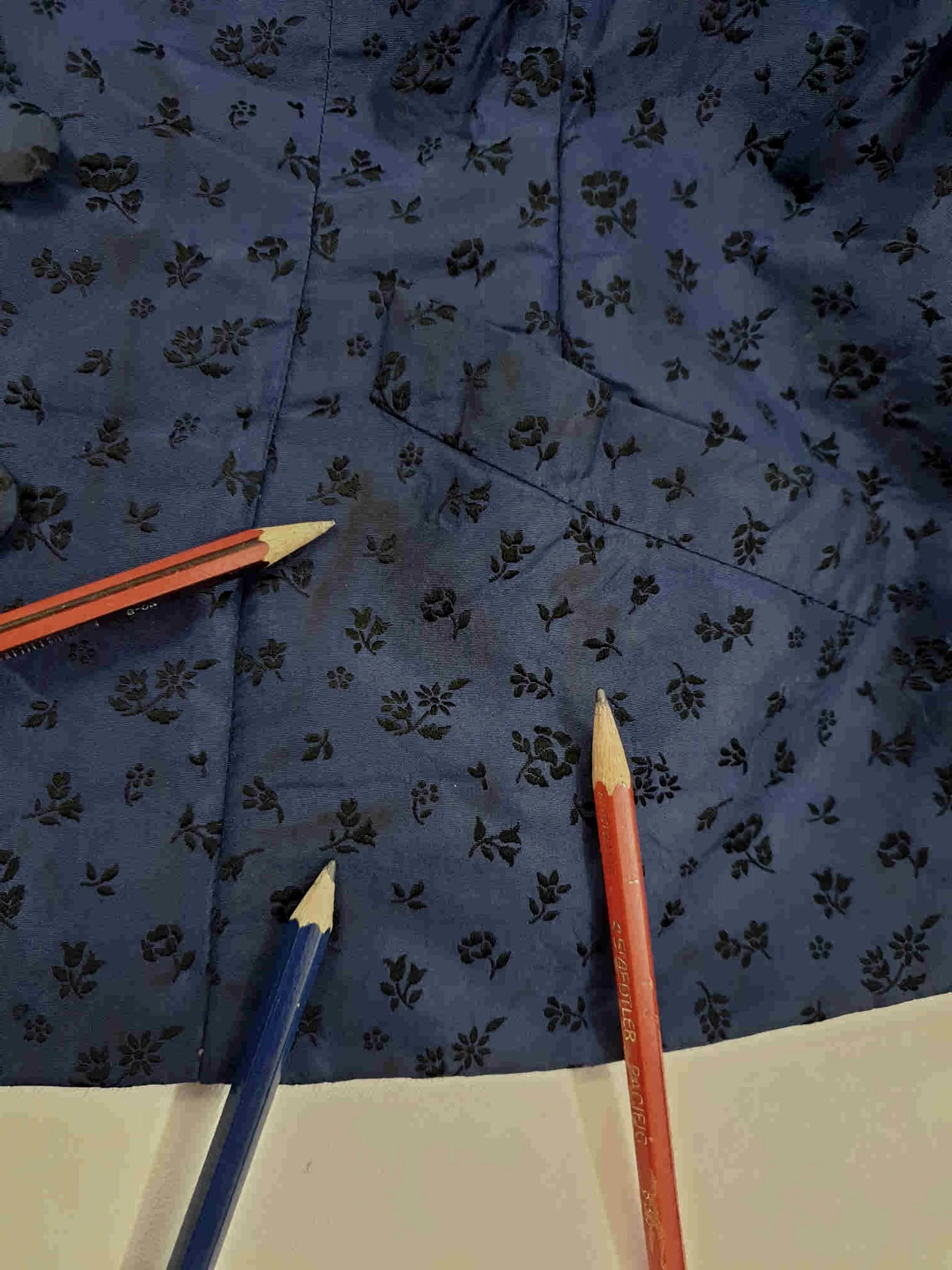 Antique, Edwardian, Blue Silk Jacket Top- Bust 91 cm