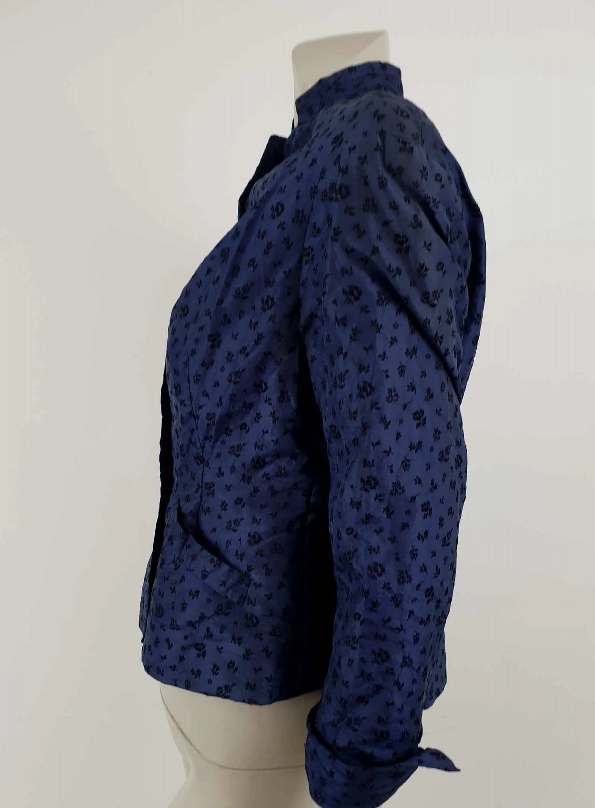 Antique, Edwardian, Blue Silk Jacket Top- Bust 91 cm