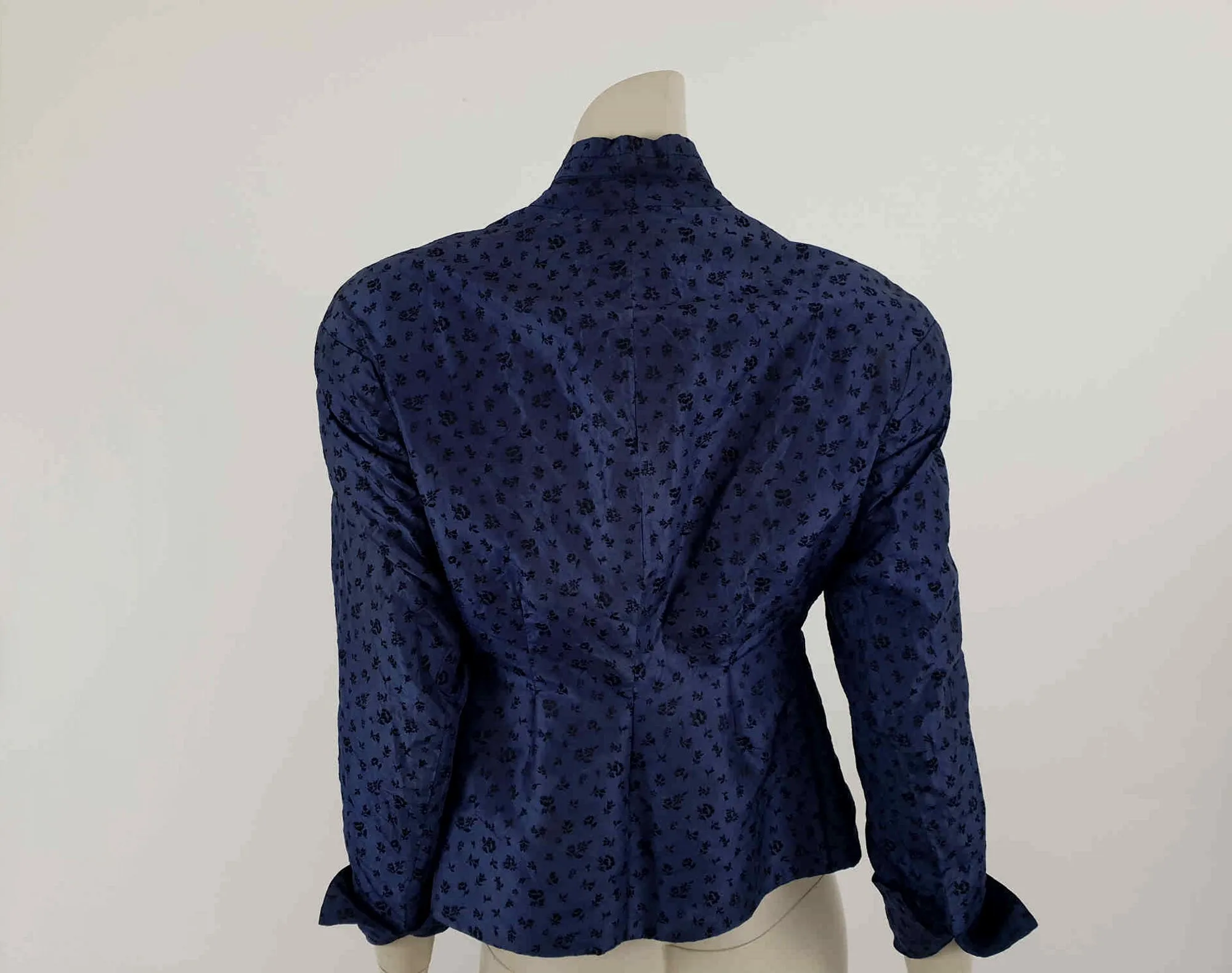 Antique, Edwardian, Blue Silk Jacket Top- Bust 91 cm
