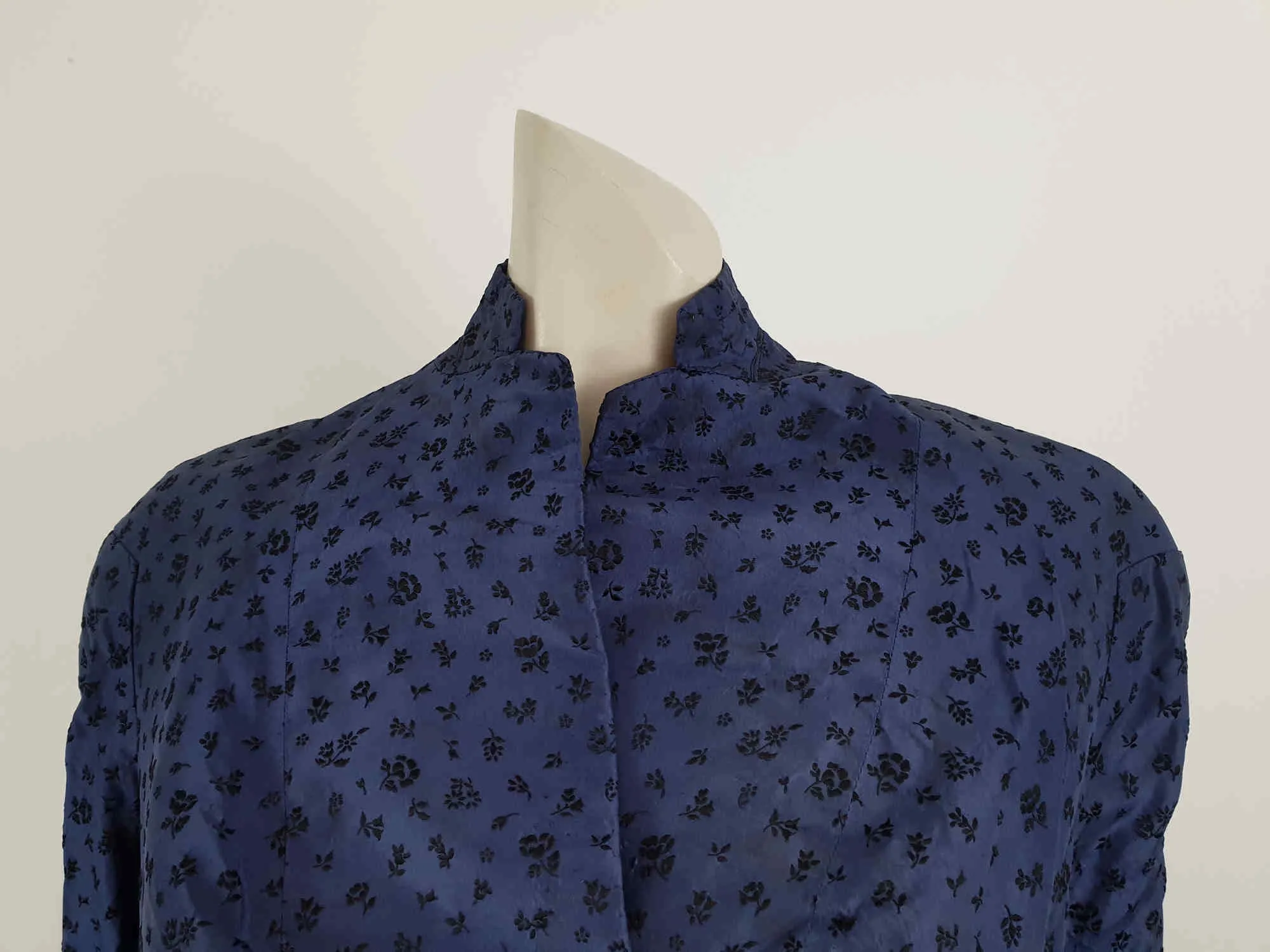 Antique, Edwardian, Blue Silk Jacket Top- Bust 91 cm