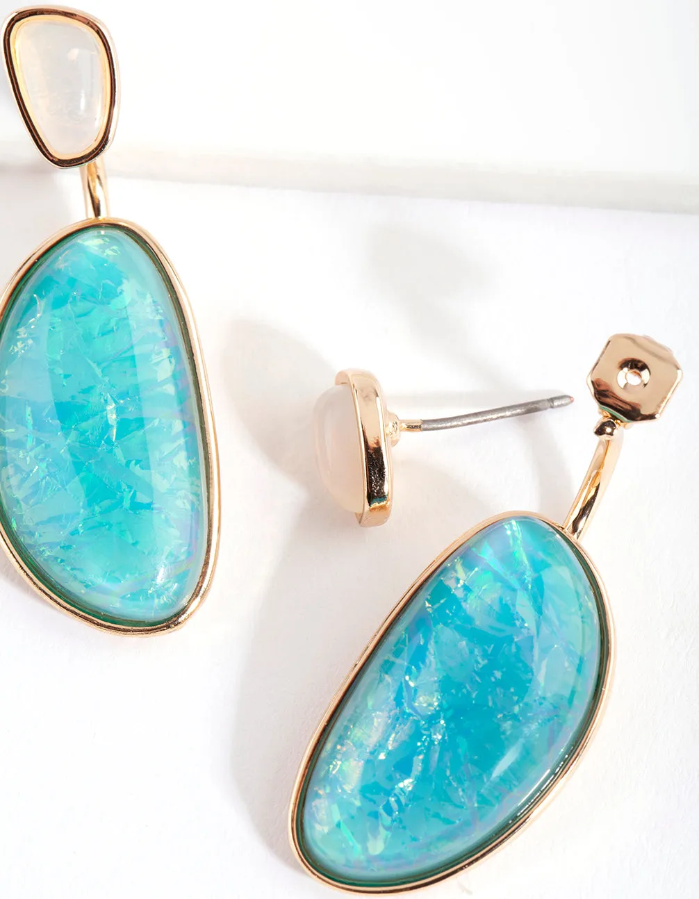 Blue Reflective Drop Jacket Earring