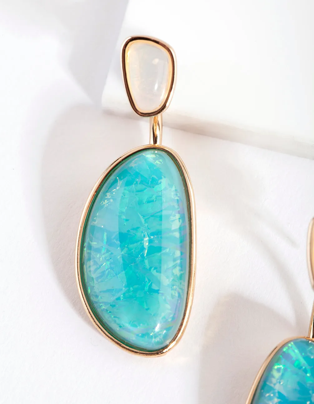 Blue Reflective Drop Jacket Earring