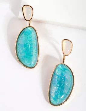 Blue Reflective Drop Jacket Earring