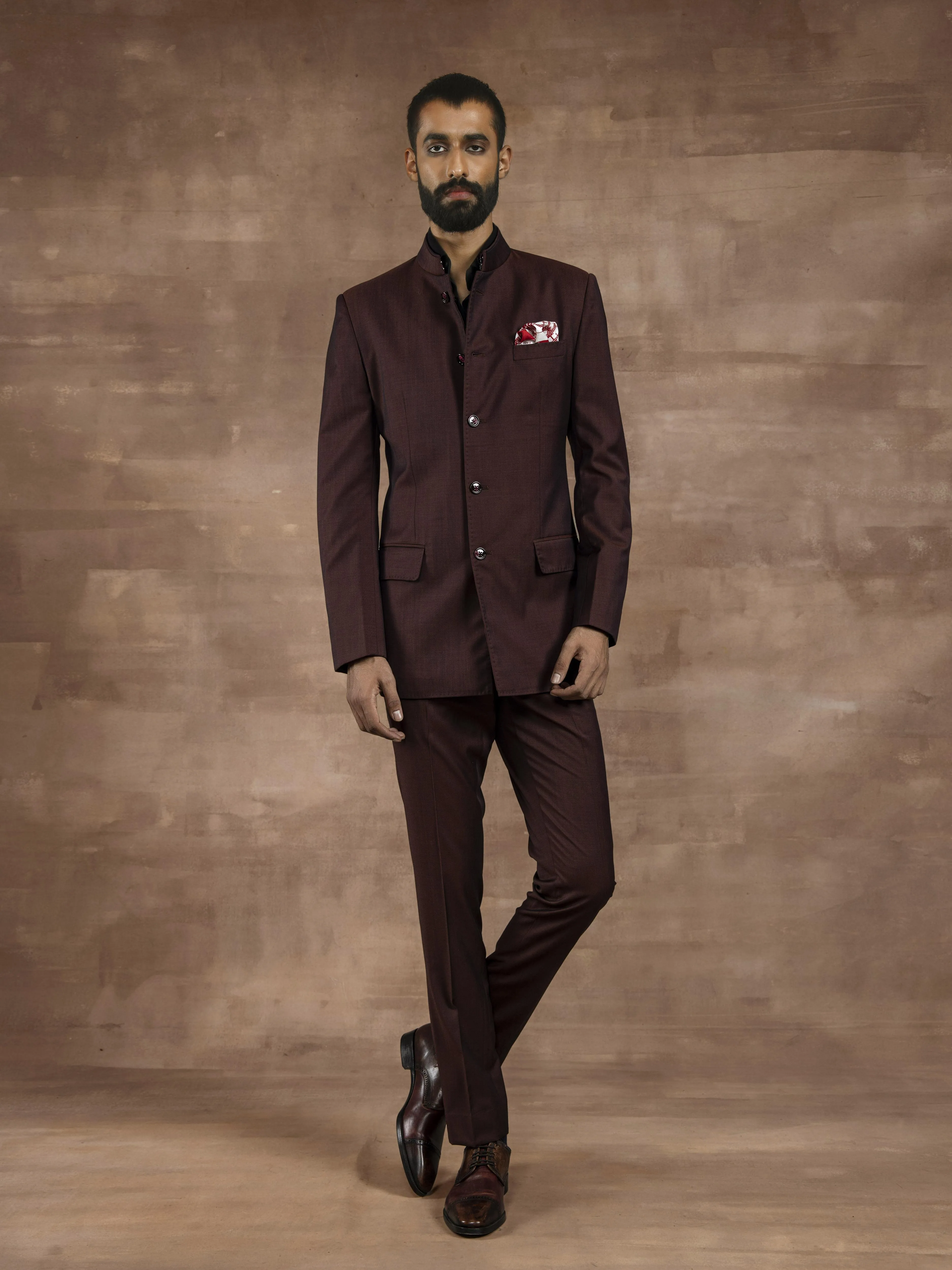 BORDEAUX BANDHGALA SUIT