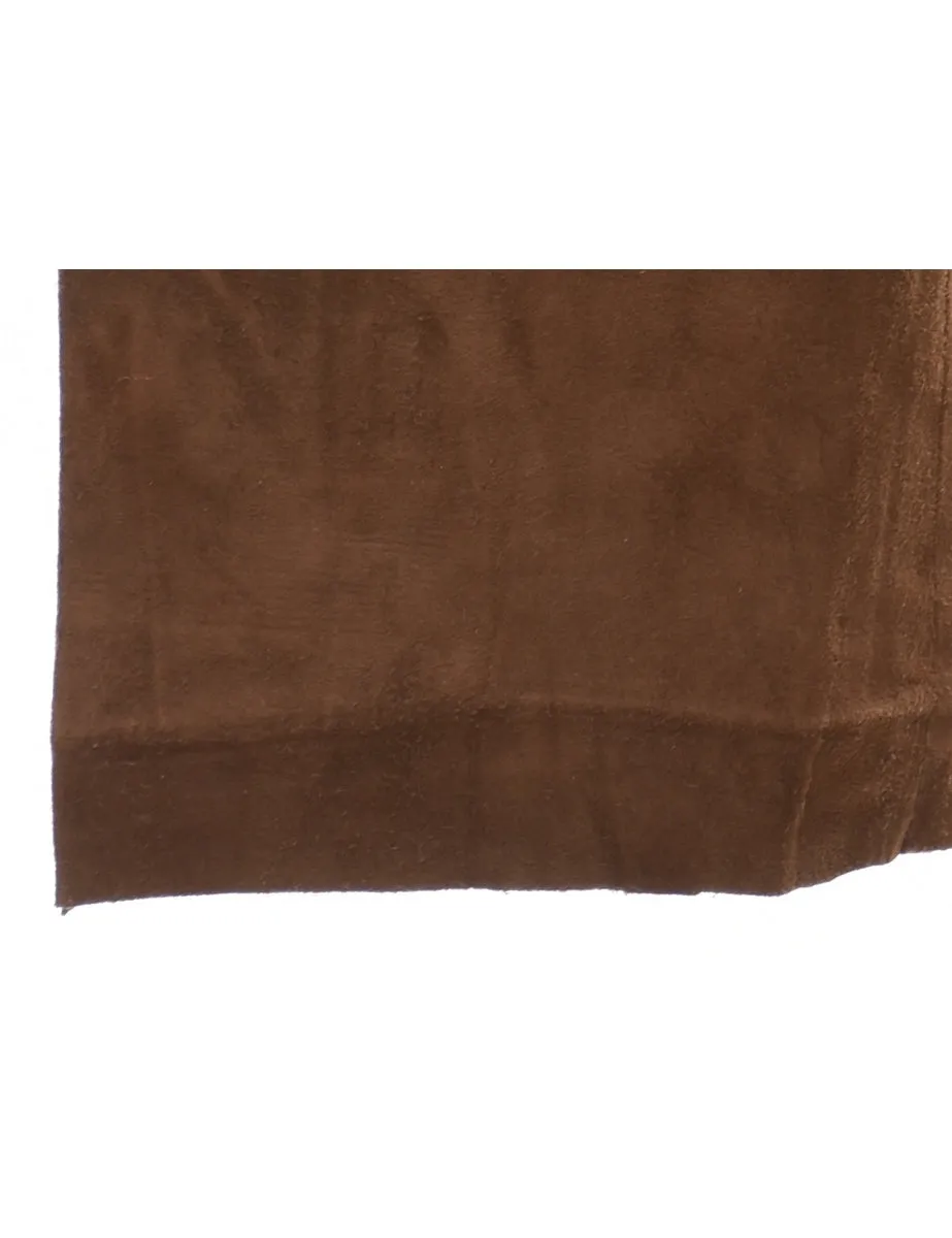 Brown High Waist Suede Trousers - W26 L27