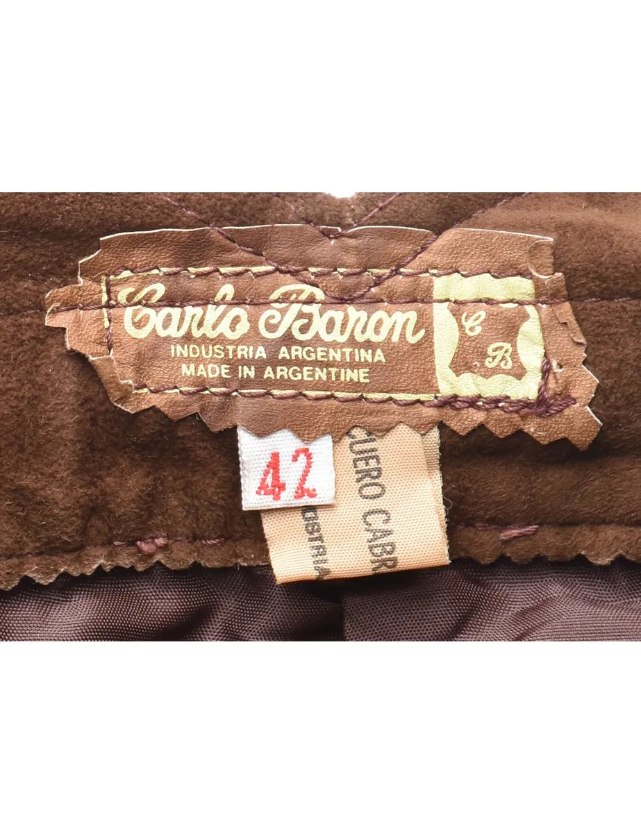 Brown High Waist Suede Trousers - W26 L27