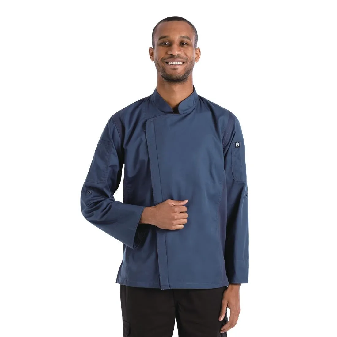 Chef Works Hartford Lightweight Zipper Unisex Chef Jacket Blue L