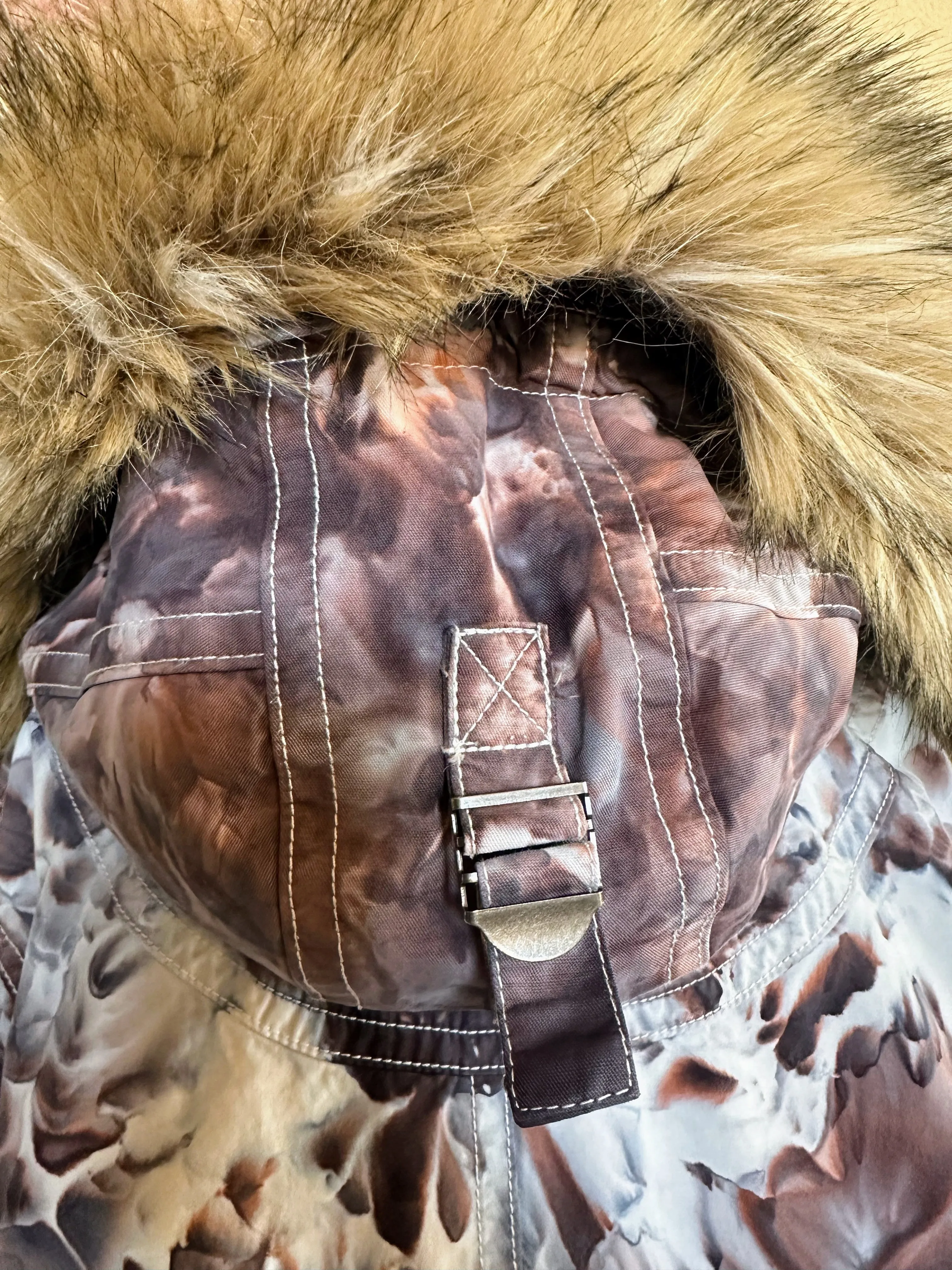 Custom Order Women’s Large Gap Parka Jacket with Removable Sherpa Lining & Faux Fur Trim Hood in ‘Dark Black’ and Corduroy Bell Bottoms for ‘Monika’