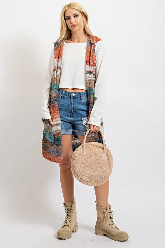 Easel Hoodie Vest Southwestern - Teal Green Rust