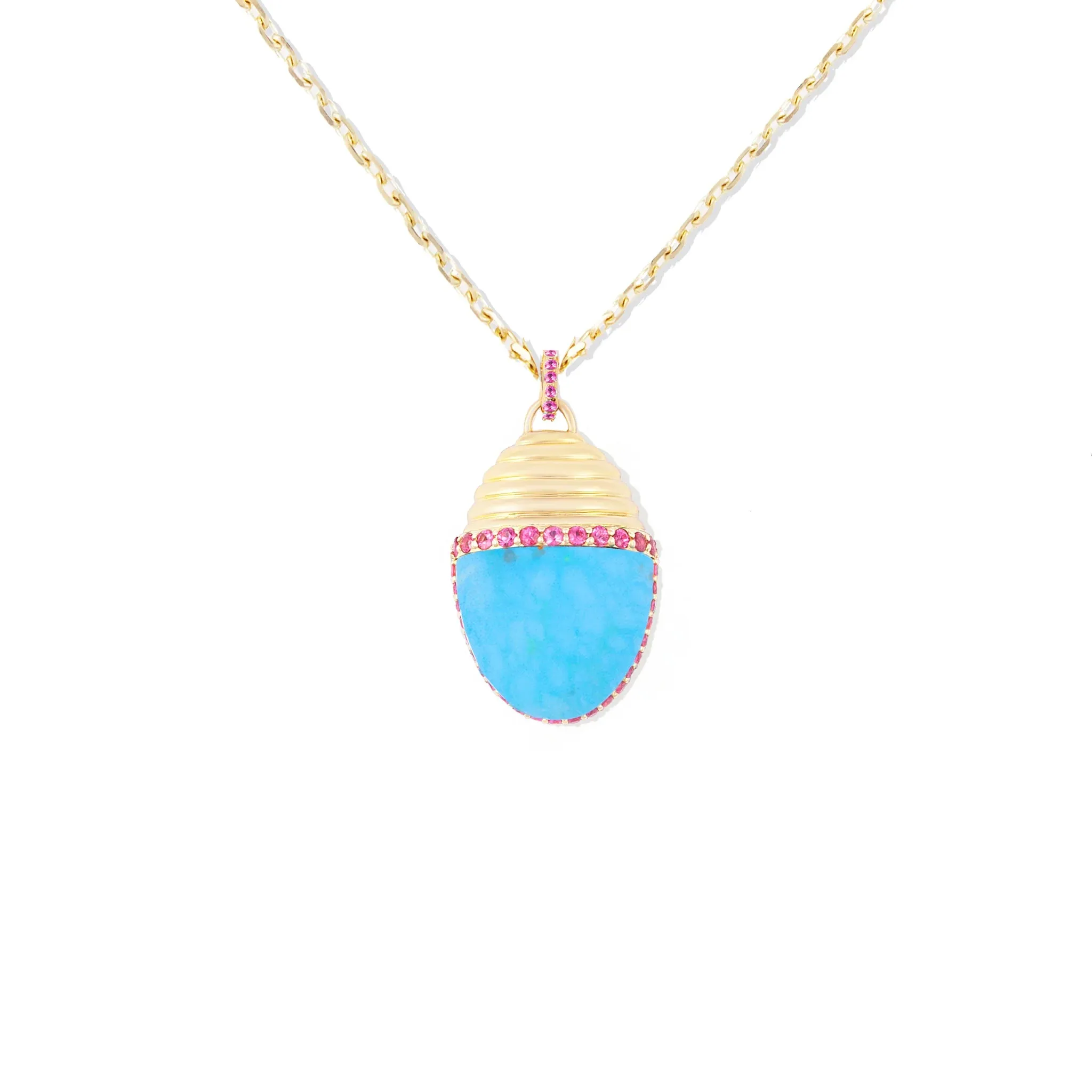 Found Large Cap Gemstone Pendant Necklace