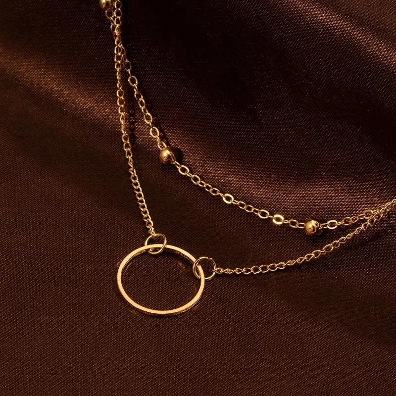 Gold Geometric Two Layer Choker Necklace