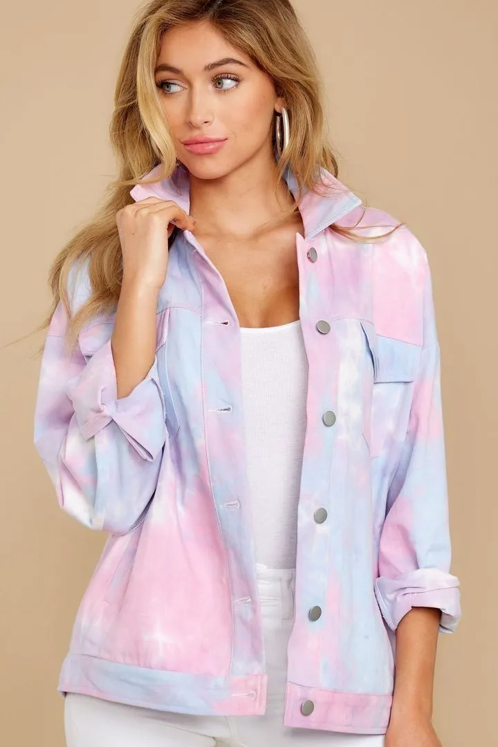 Got It Covered Pink Multi Tie Dye Jacket - Pink
