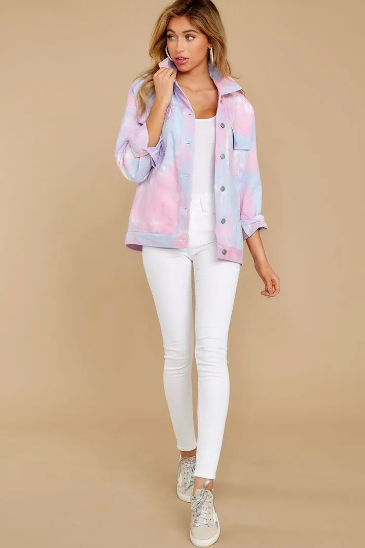 Got It Covered Pink Multi Tie Dye Jacket - Pink
