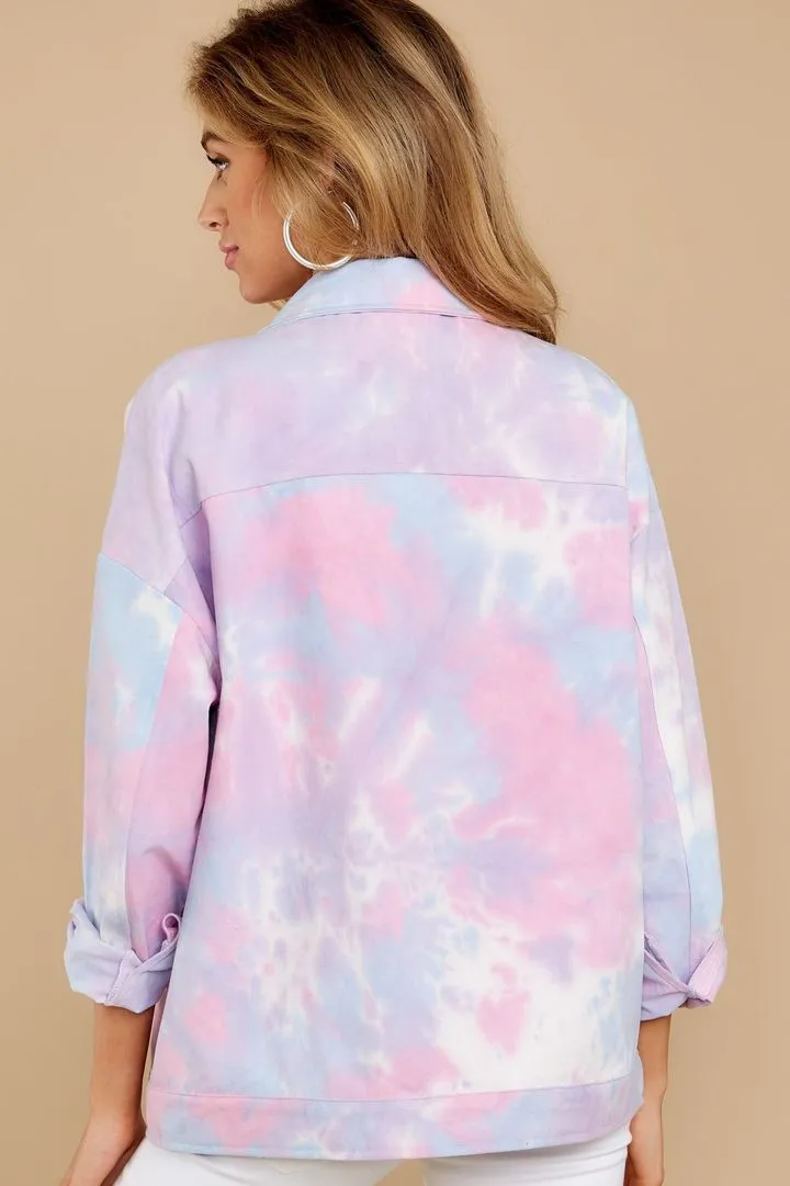 Got It Covered Pink Multi Tie Dye Jacket - Pink