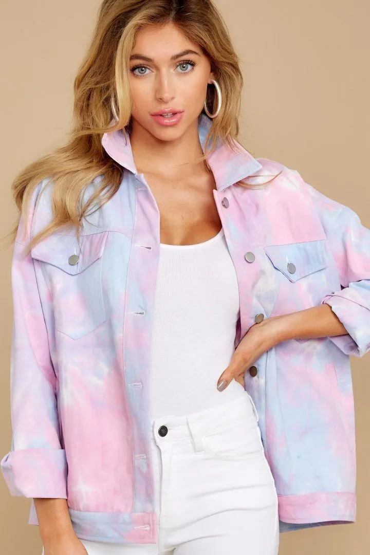 Got It Covered Pink Multi Tie Dye Jacket - Pink