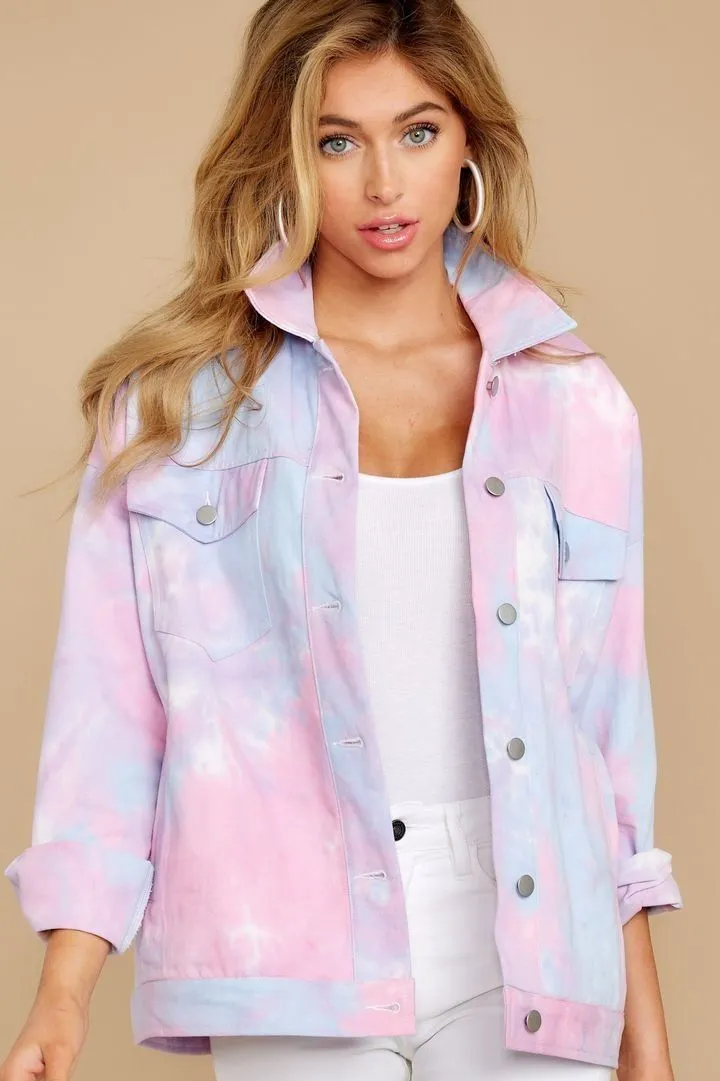 Got It Covered Pink Multi Tie Dye Jacket - Pink