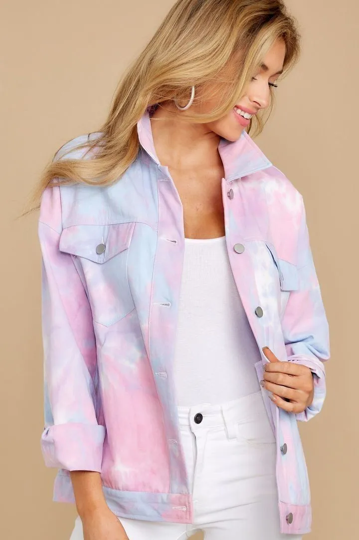 Got It Covered Pink Multi Tie Dye Jacket - Pink