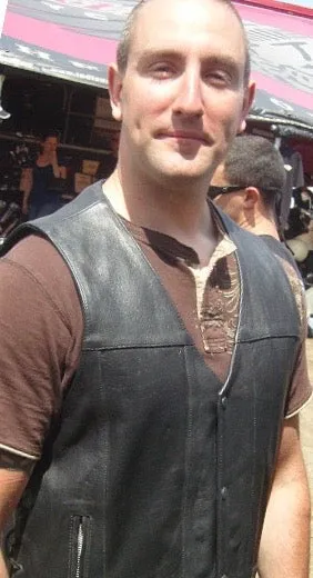 HL11018NKD Men Motorcycle Leather COVINGTON - Vest - Gun Pocket, Side Lace, Single panel back, Buffalo Nickle Snaps