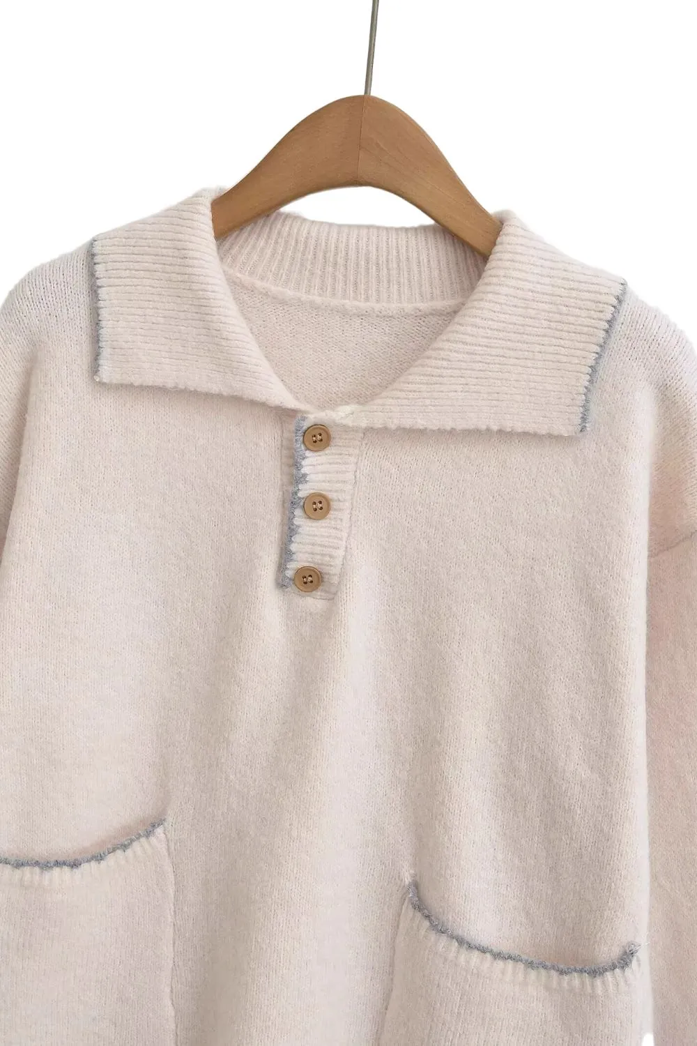 'Isabel' Polo-Neck Long Sleeve Knit Top