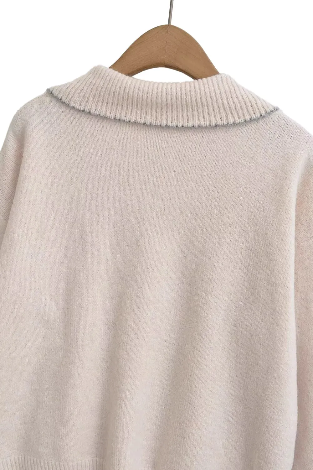 'Isabel' Polo-Neck Long Sleeve Knit Top