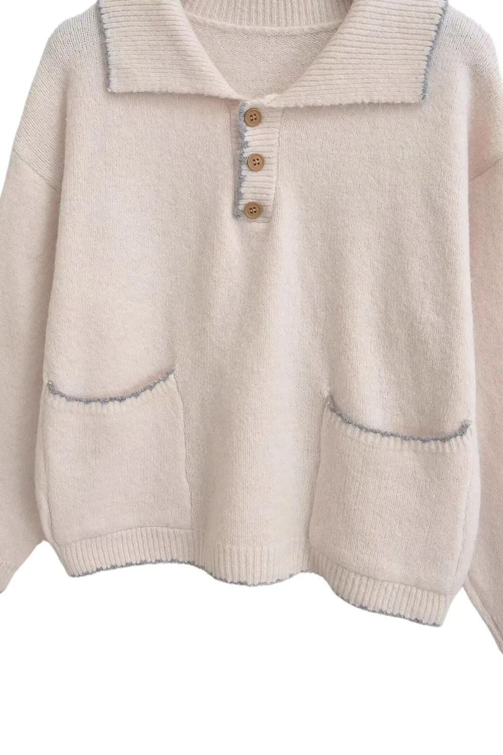 'Isabel' Polo-Neck Long Sleeve Knit Top