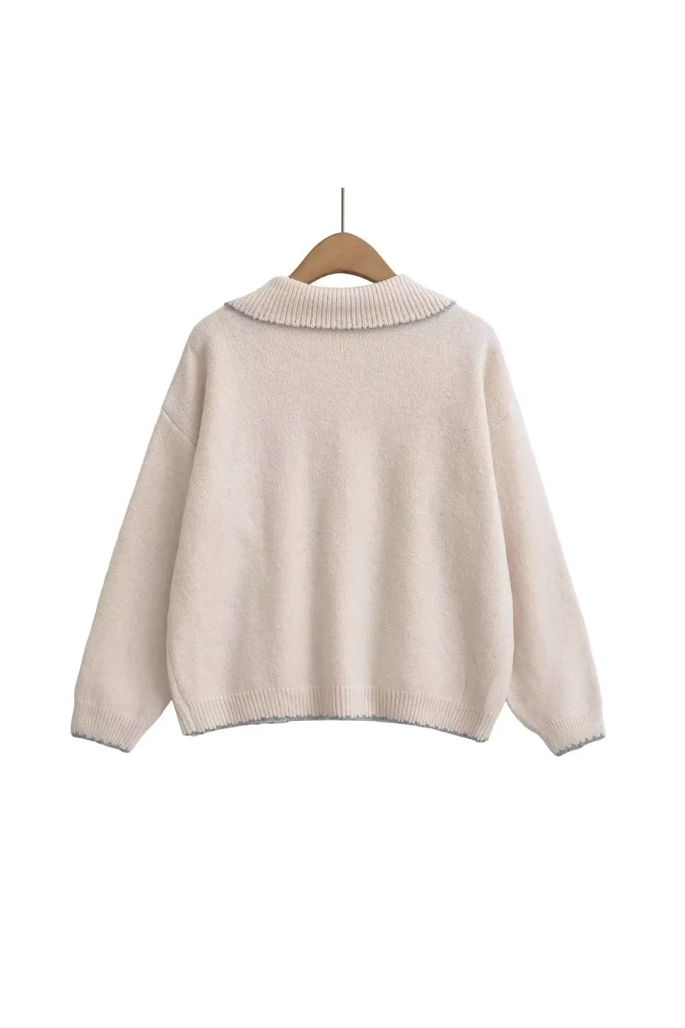 'Isabel' Polo-Neck Long Sleeve Knit Top