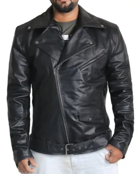 Leather Jackets Hub Mens Genuine Cowhide Leather Jacket (Black, Double Rider Jacket) - 1501043