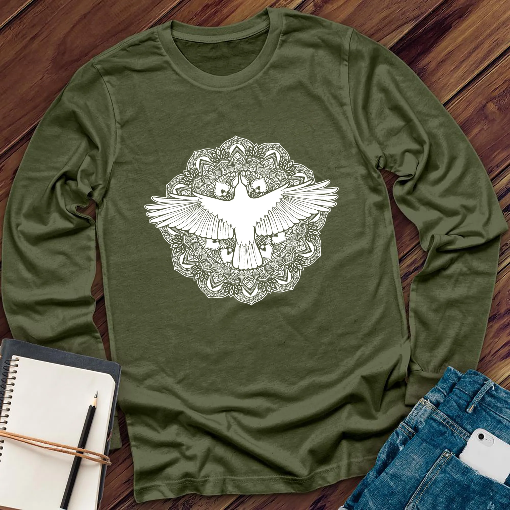 Mandala Raven Long Sleeve