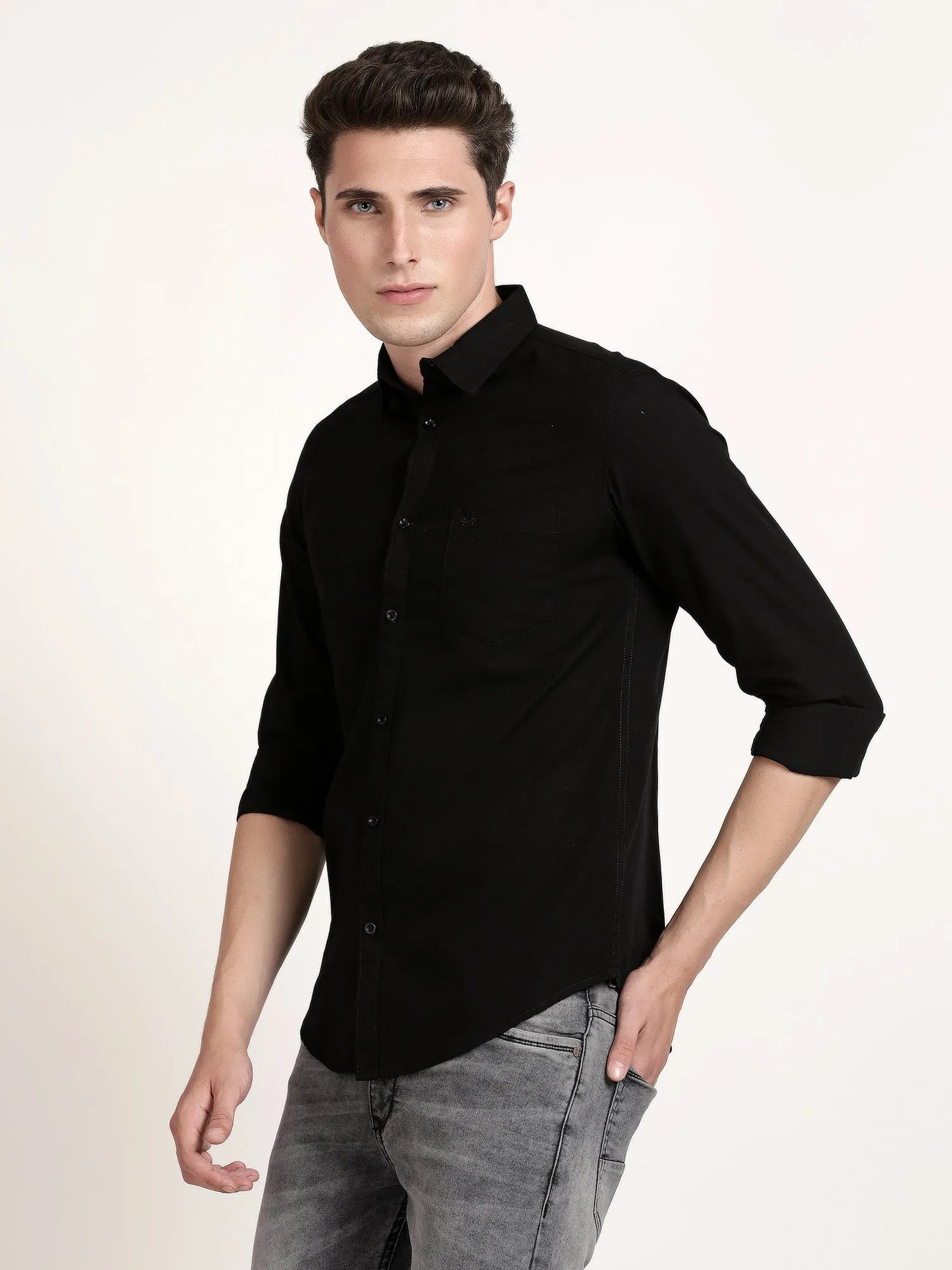 Men Black Solid Formal Shirt (GBRJ6025)