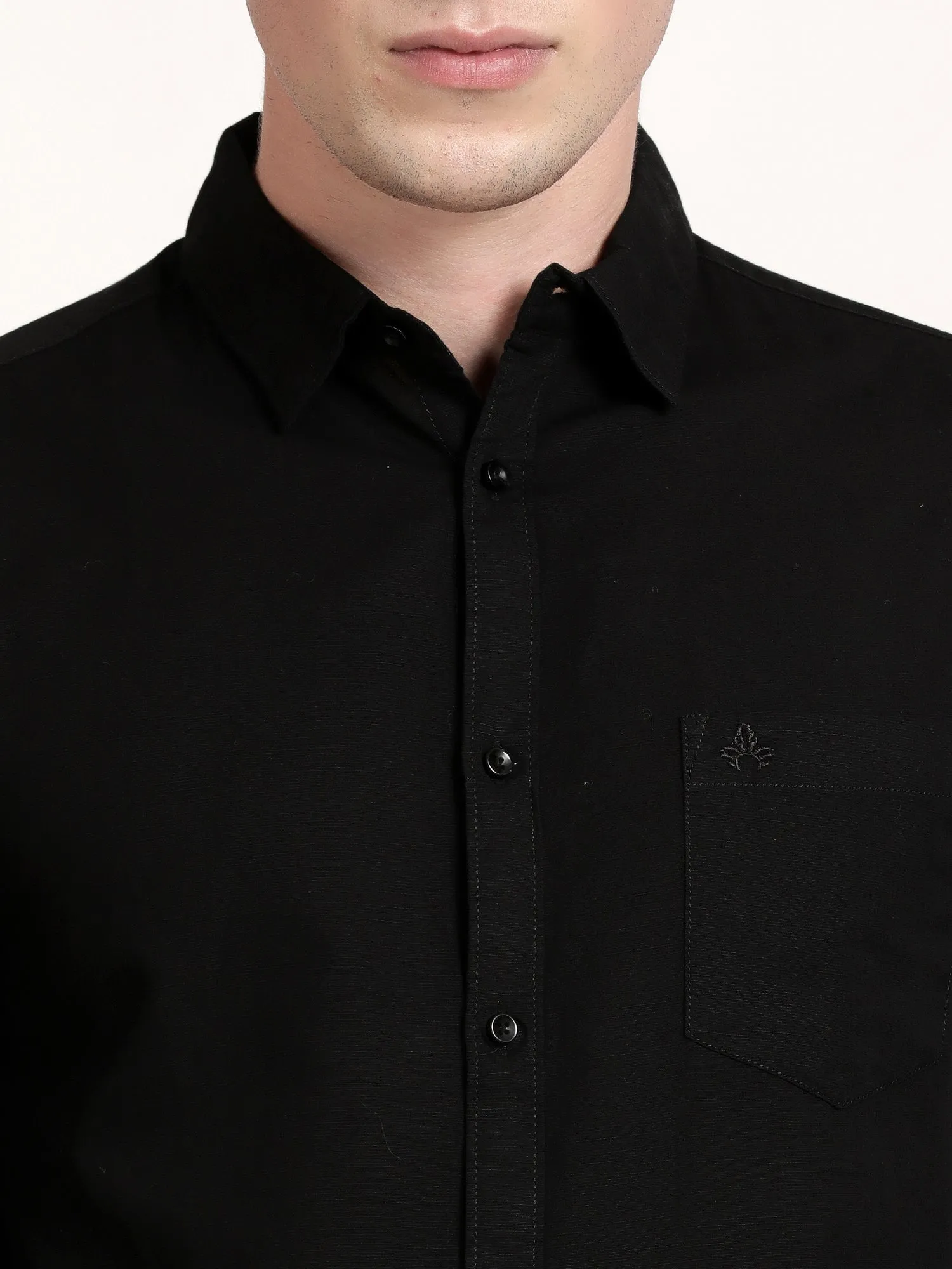 Men Black Solid Formal Shirt (GBRJ6025)