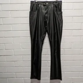 Rivet Korea Genuine Black Leather Straight Leg Motorcycle Pants