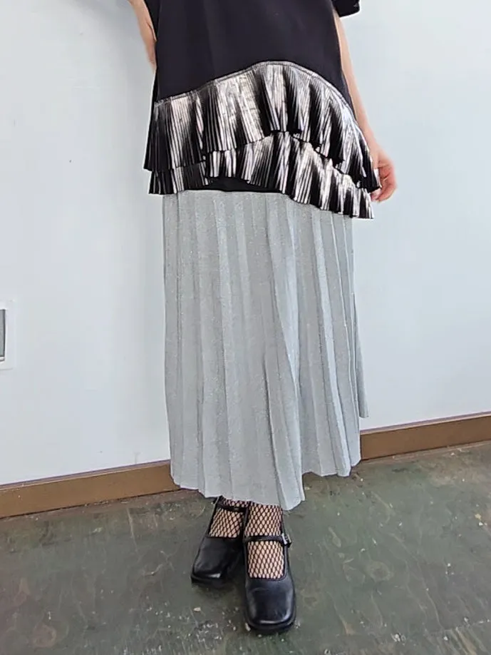 Silver Shimmer Knit Skirt