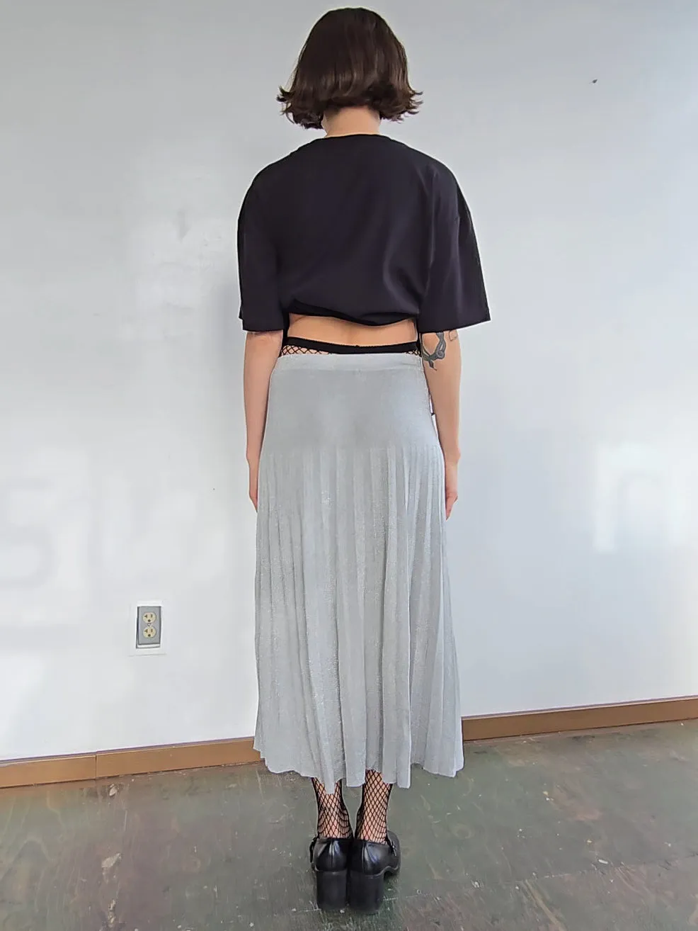 Silver Shimmer Knit Skirt