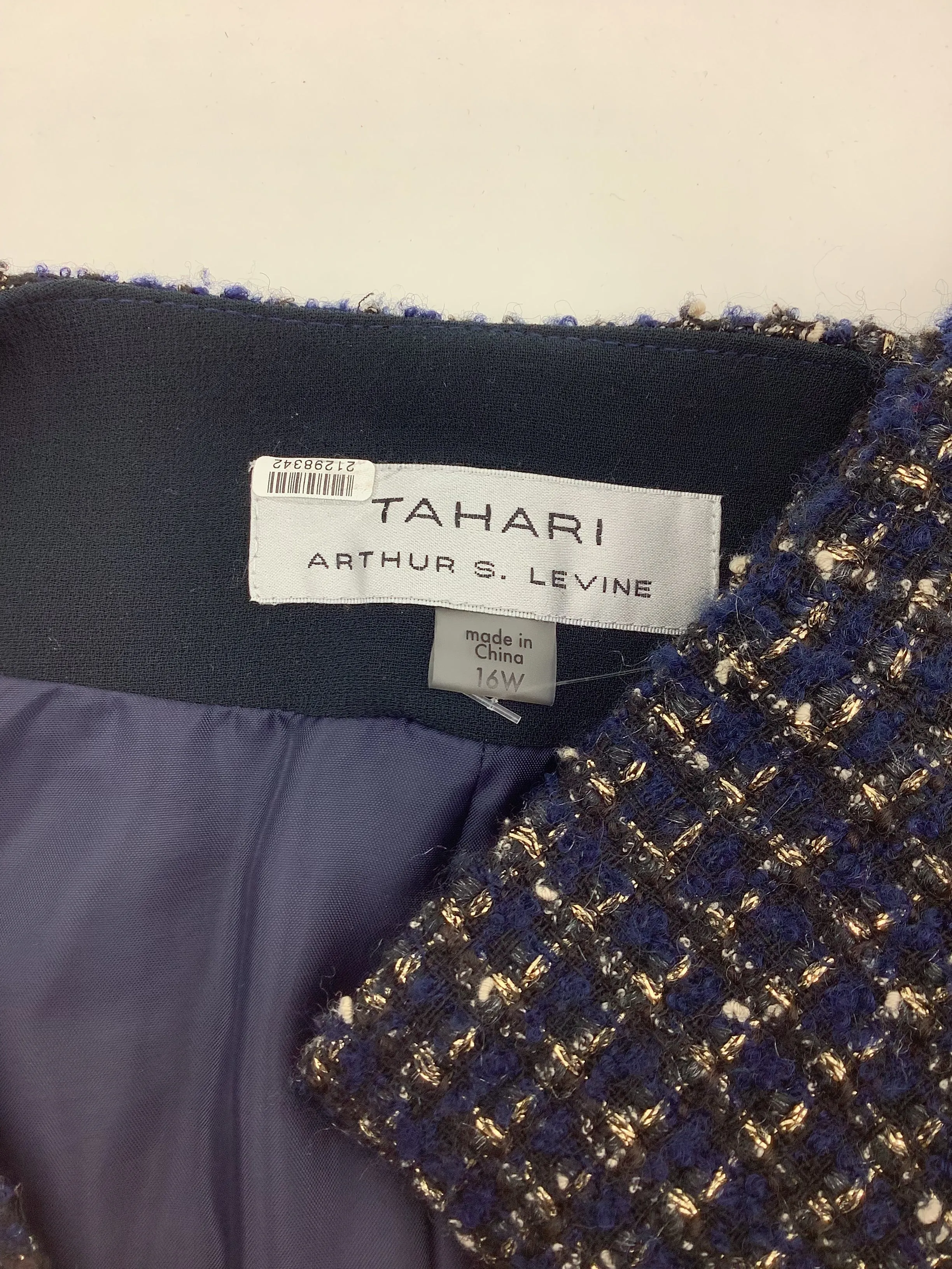 Tahari Jacket Midi Length Black/Gold Size: 16W