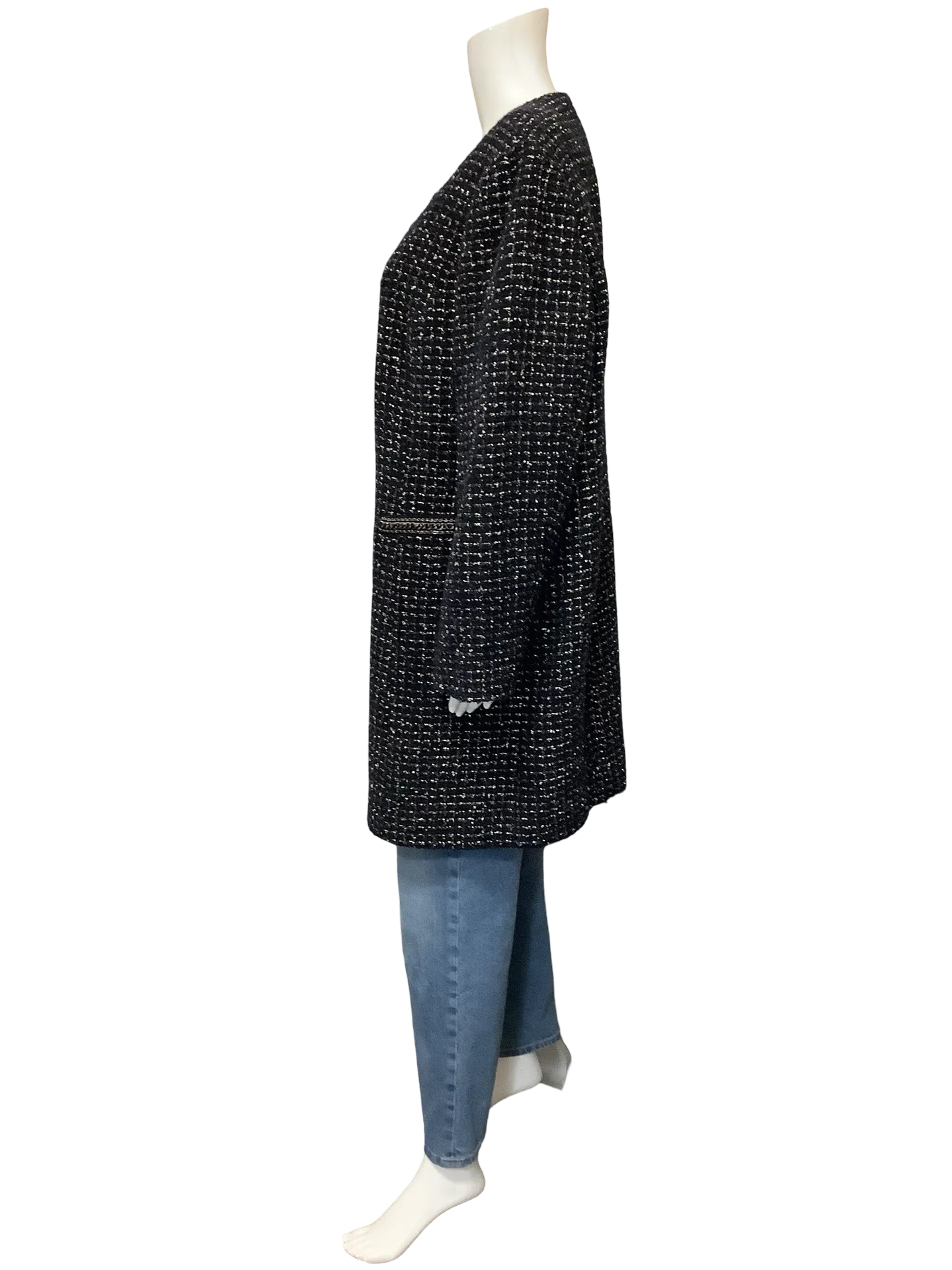 Tahari Jacket Midi Length Black/Gold Size: 16W