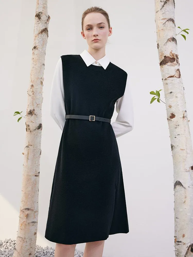 Two-Piece Set Black Vest Dress And White Shirt Dress