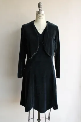 Vintage 1920s Navy Blue Velvet Dress and Bolero Jacket