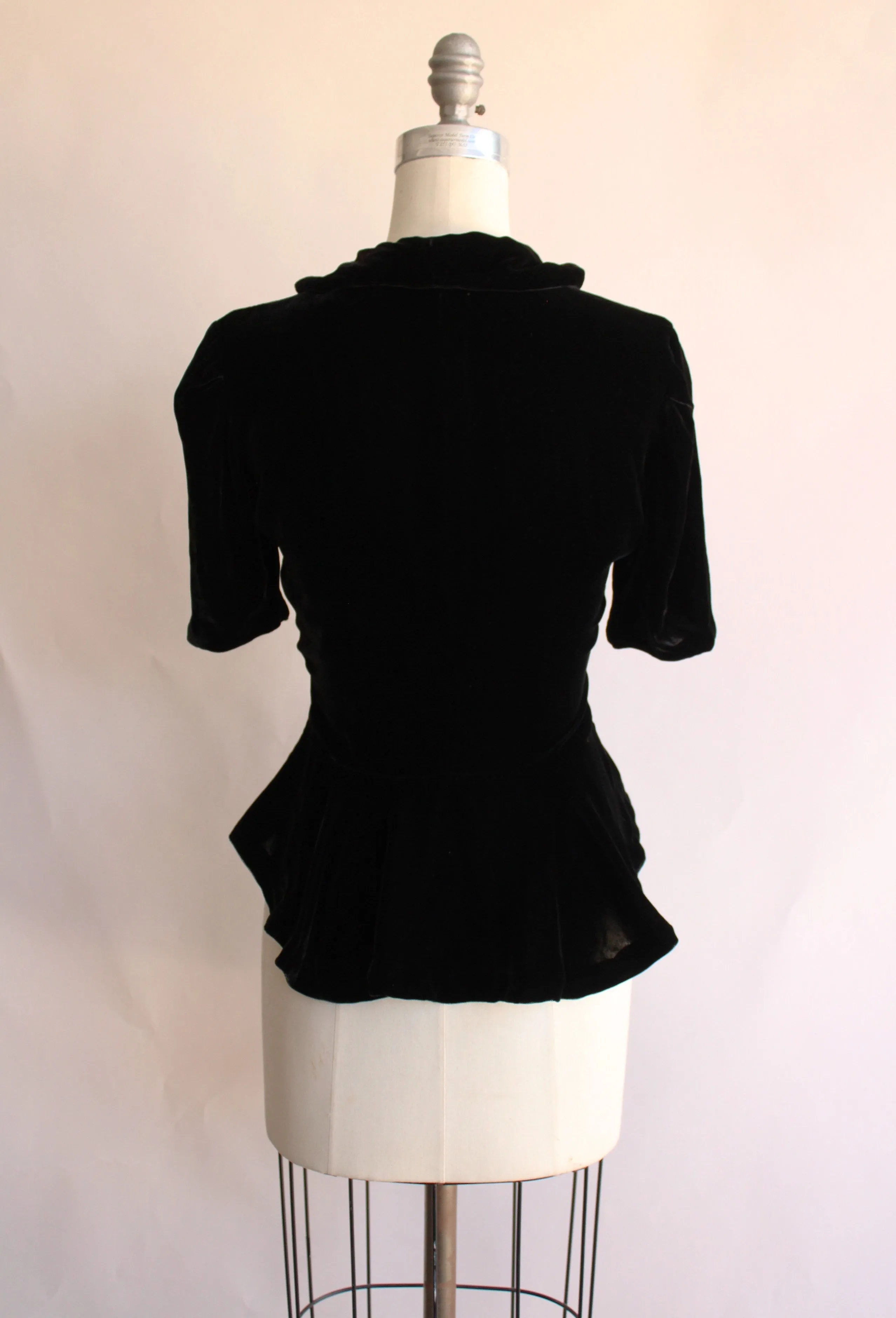 Vintage 1940 New Look Black Silk Velvet Skirt And Blouse Set
