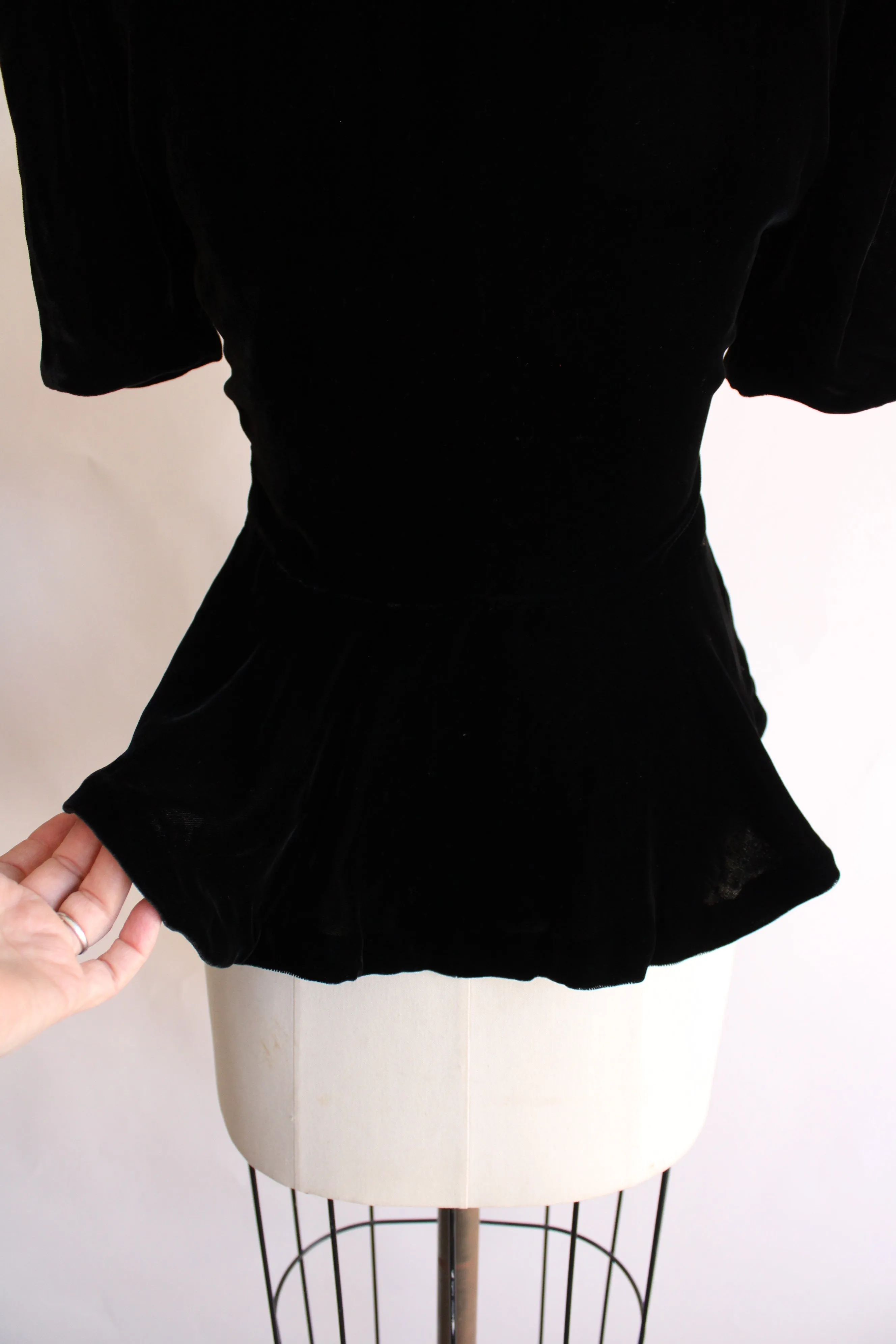 Vintage 1940 New Look Black Silk Velvet Skirt And Blouse Set