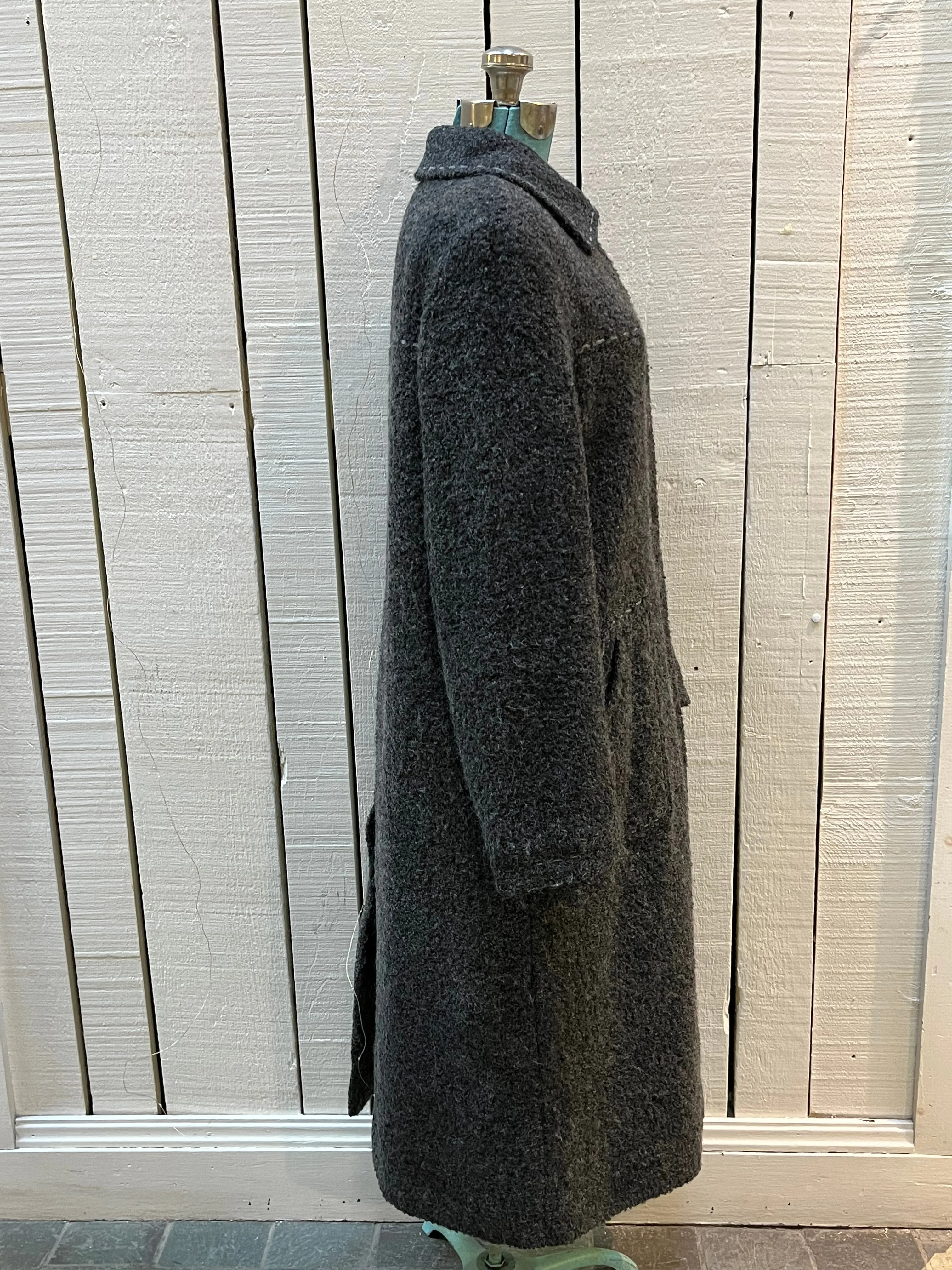 Vintage U-Tex Design Long Grey Wool Blend Coat, Made in Moldova, Size 12