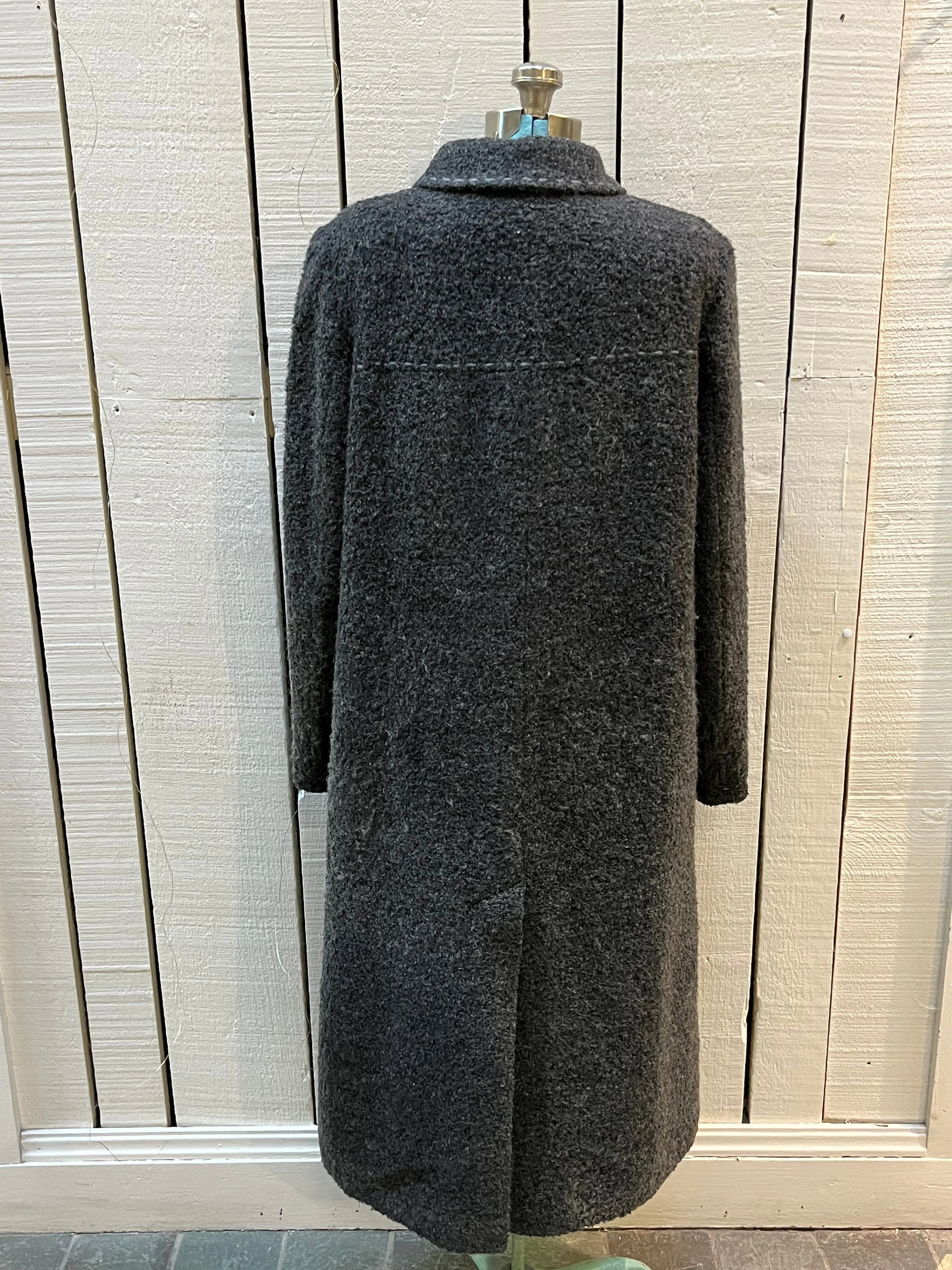 Vintage U-Tex Design Long Grey Wool Blend Coat, Made in Moldova, Size 12