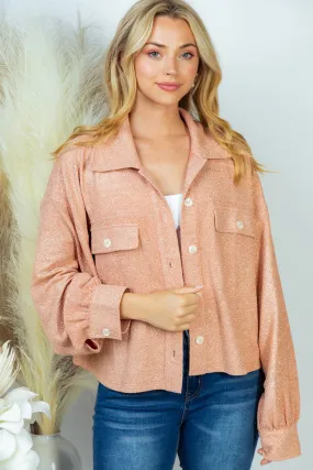 White Birch Long Sleeve Metallic Knit Top